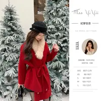 【本命大衣】<中秋国庆大狂欢>宽边围巾领中长款设计感双面毛呢大衣