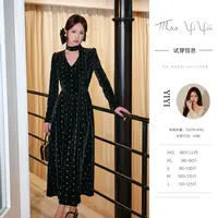 【赫拉小姐】<中秋国庆大狂欢>小个子赫本高级感丝绒烫银碎花连衣裙