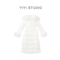 【冬日来信】<中秋国庆大狂欢>设计感收腰过膝连帽长款羽绒服外套