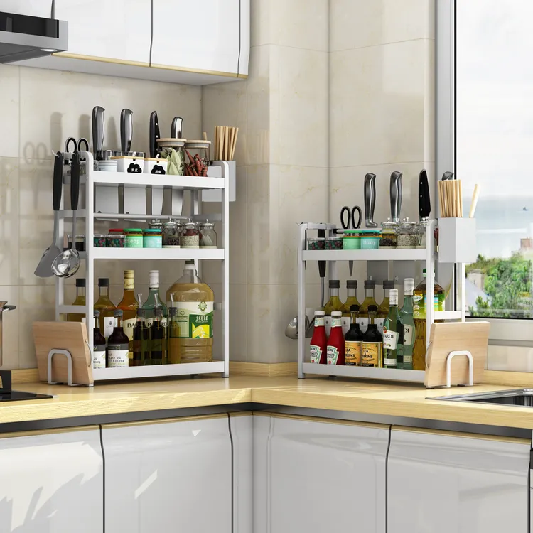 厨房置物架台面多功能调料架厨房盐调味罐收纳盒收纳多层架子刀架