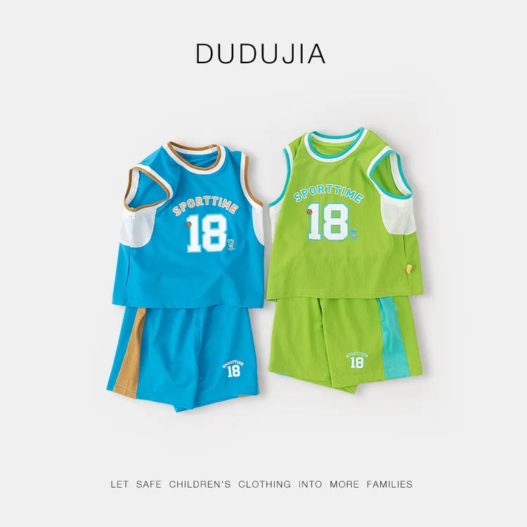 【现货】男童运动套装夏装宝宝背心短裤两件套夏季新款女童网眼轻薄