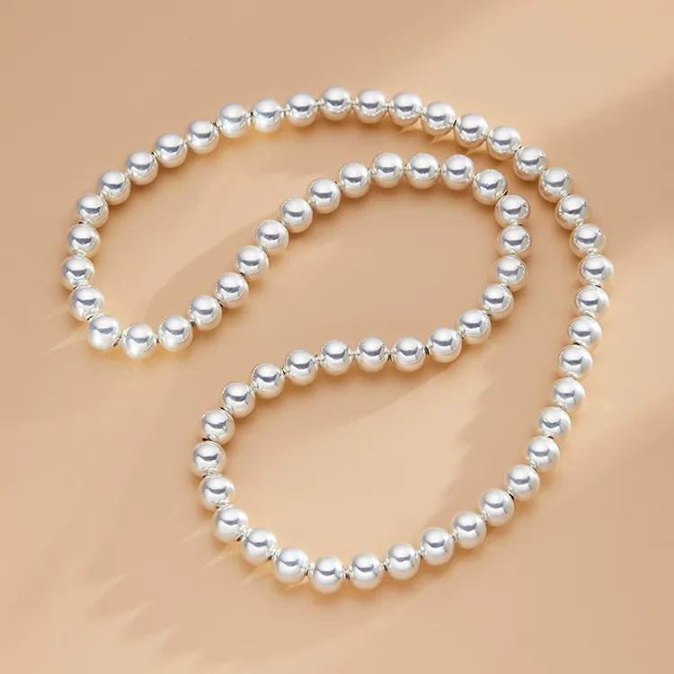 链子925银 大颗圆珠强光男士气质百搭经典轻奢大气简约珠珠链时尚