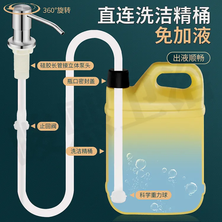 厨房用品不锈钢皂液器加长通用水槽洗菜盆延长管洗洁精按压器出水