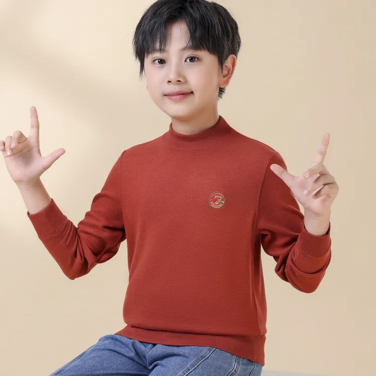 大中小童打底衫加绒长袖半高领保暖秋冬德绒上衣青少年大码秋衣