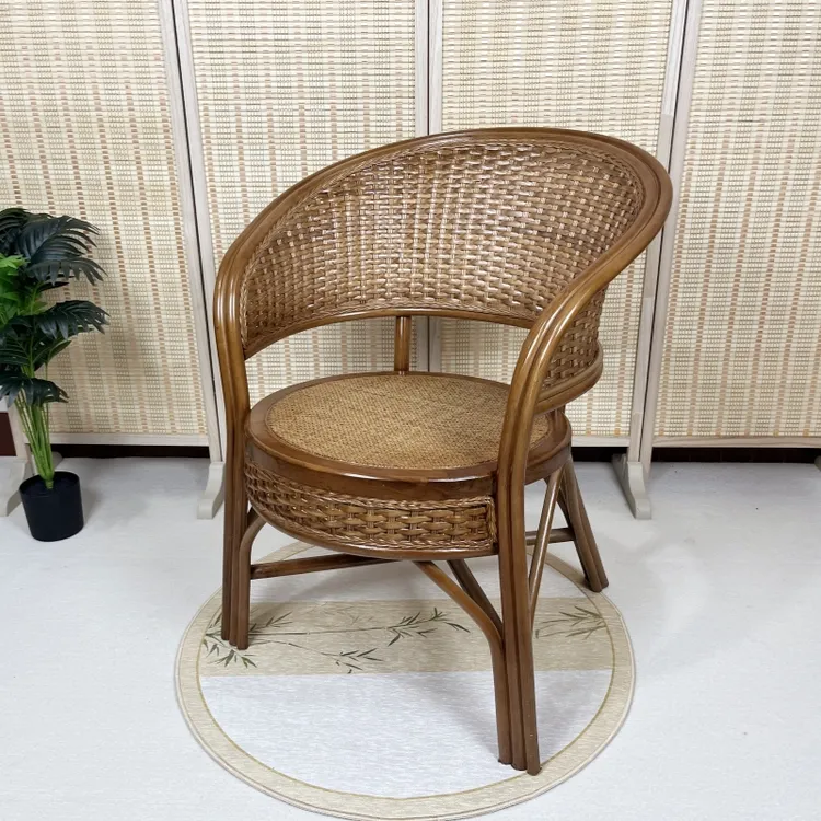 藤编椅子小藤椅老人靠背椅天然藤编手工复古家用简约单人客厅办公