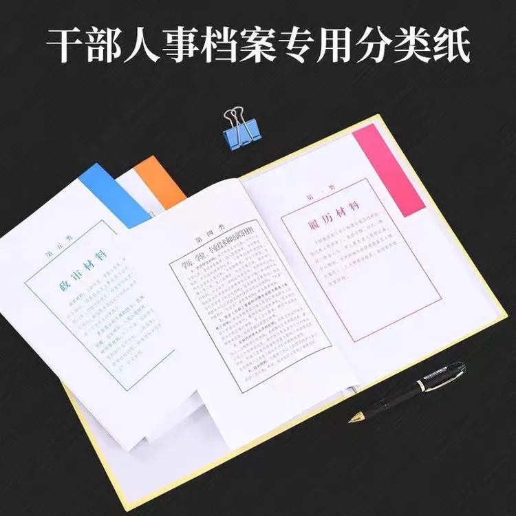 50套装A4干部人事档案十大类分类纸隔页纸人事档案分类纸
