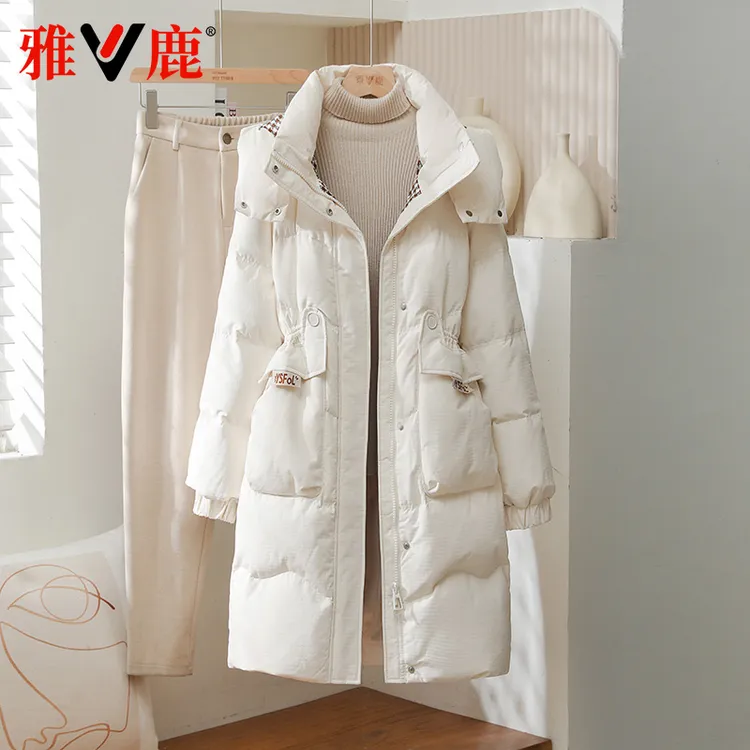 雅鹿2024新款羽绒服女大码舒适时尚秋冬休闲纯色小个子百搭外套厚