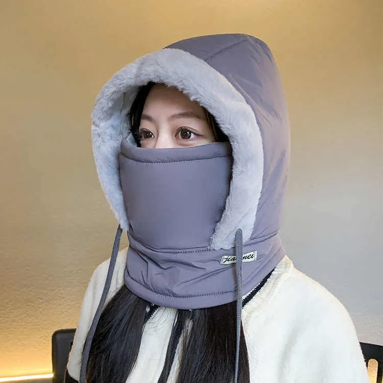 防寒雷锋帽男冬季防风加绒厚围脖一体面罩女骑车电动车保暖棉帽子