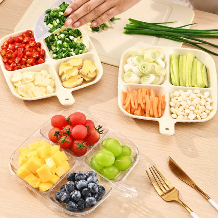 多用途分格配菜盘厨房收纳备菜盘家用火锅多功能四格商品图