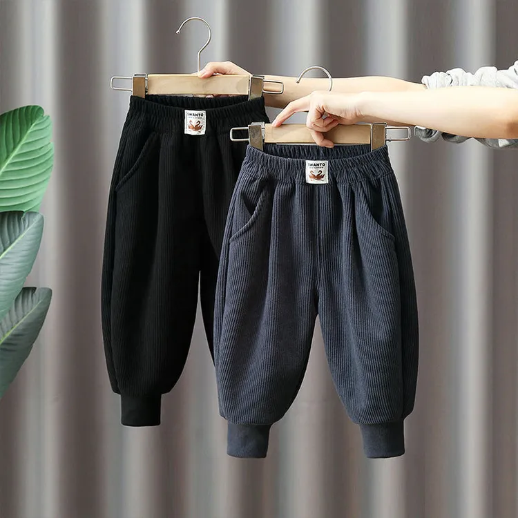 2024新款秋季男童裤子保暖秋冬季宽松灯笼裤小童宝宝外穿灯芯绒裤