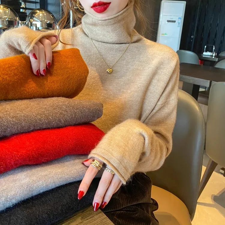 针织衫女洋气爆款毛衣2025年新款加厚堆堆高领秋冬内搭打底衫