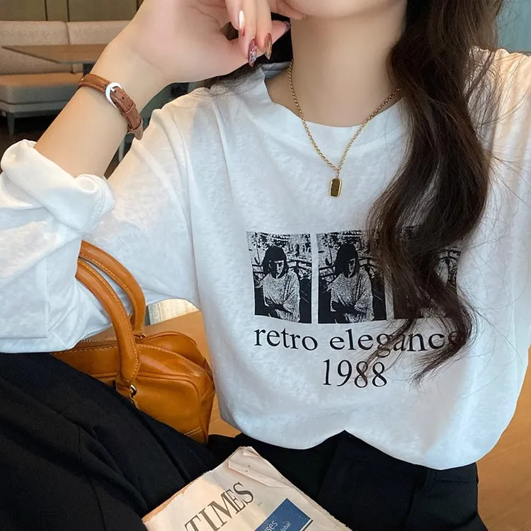 白色长袖t恤女装2025年春夏季新款薄款高级打底衫内搭独特棉上衣