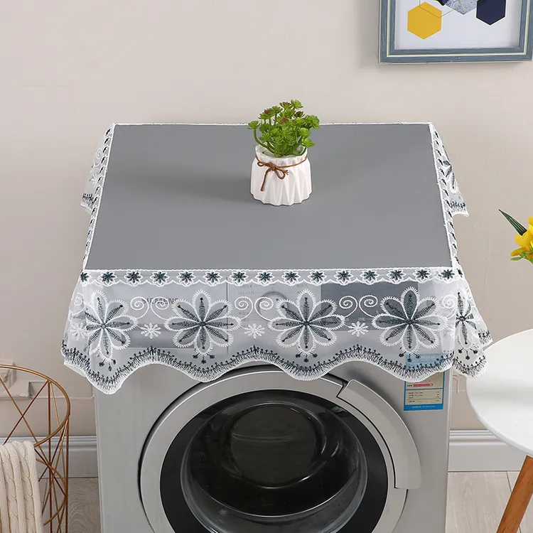滚筒洗衣机专用防水防油防尘顶垫蕾丝垫免洗遮盖万能罩通用型盖布