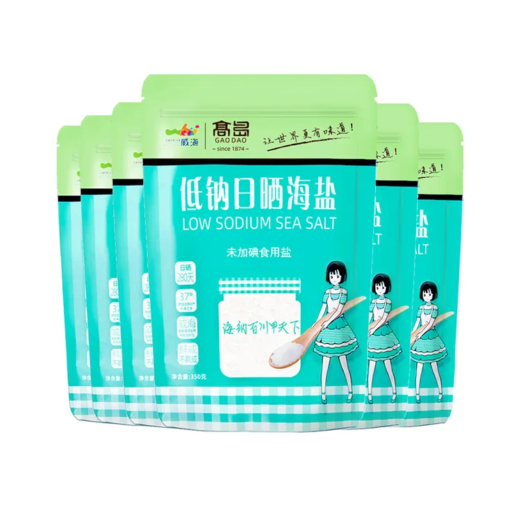 高岛低钠日晒海盐未加碘细盐家庭炒菜用盐350g*6袋
