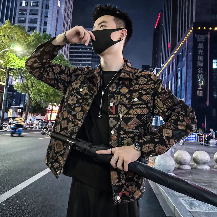 牛仔外套夹克男生男款男士加厚爆款印花男上衣潮牌秋冬季新款褂子