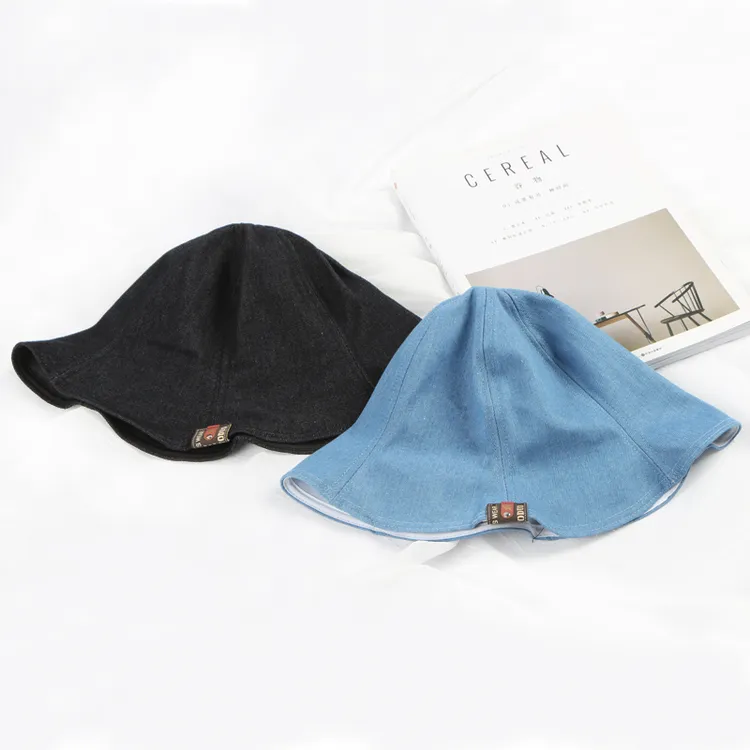 日系文艺渔夫帽韩版百搭盆帽可折叠牛仔帽防晒户外出游学生夏潮帽
