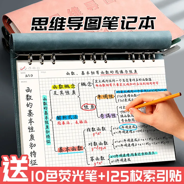 思维导图笔记本子A4大号软皮康奈尔B5上翻活页本内页可拆卸摘抄本