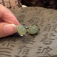 <一禅兄>S925银蛋面和田玉耳扣精致百搭简约耳环高级感新中式耳饰