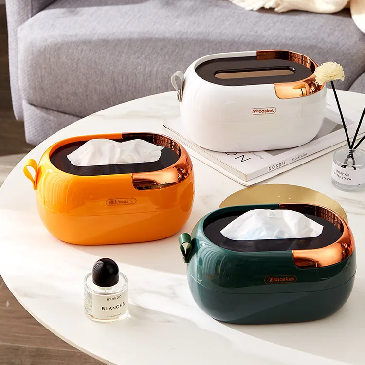 家用轻奢纸巾盒北欧简约现代桌面茶几客厅餐巾纸弹簧壁挂式抽纸盒