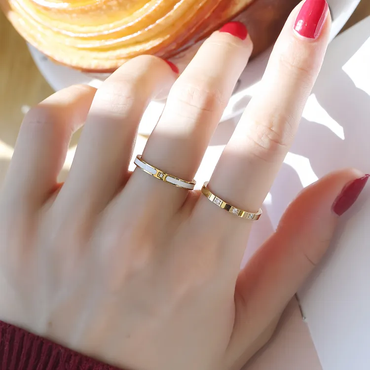 LINGSIV 钛钢戒指 小众戒指女简约个性ins食指指环冷淡风气质网红