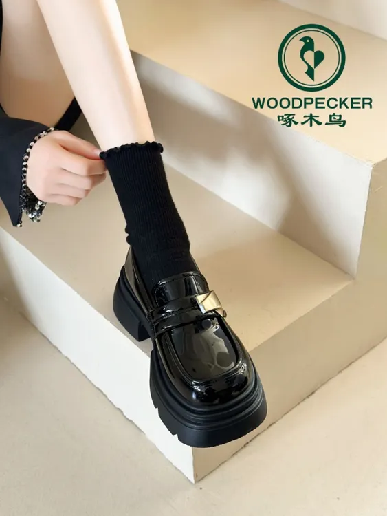 啄木鸟厚底增高百搭小皮鞋女2025新款复古时尚百搭乐福鞋玛丽珍鞋