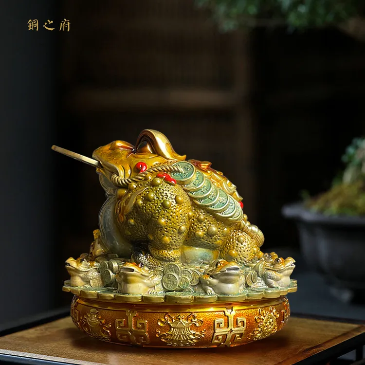 铜金蟾摆件中式客厅工艺品办公室摆设公司店铺开业礼物高档玄关