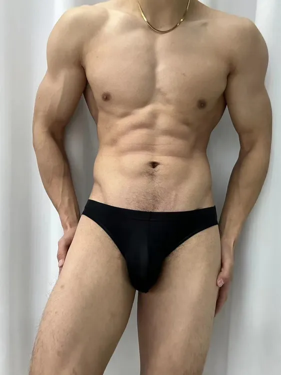 高品质男士内裤冰丝三角裤丝滑柔顺性感透气运动底裤时尚低腰纯色