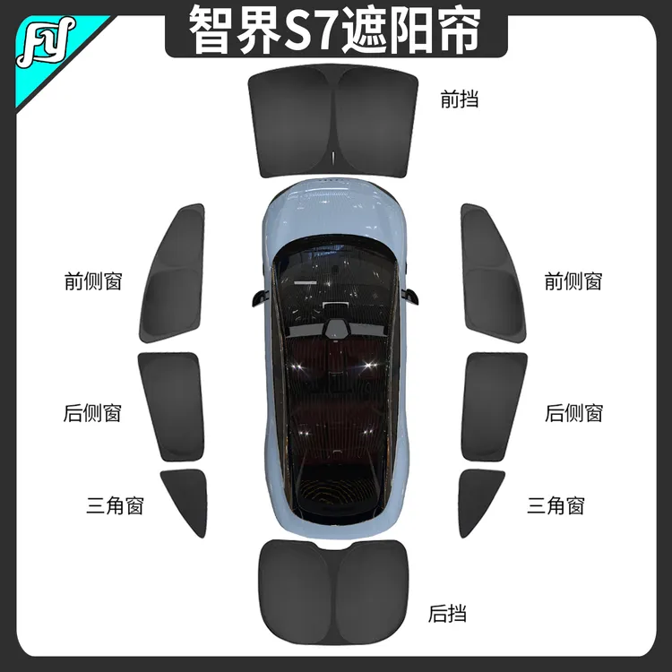适用智界S7/R7专用前遮阳挡双层防晒隔热帘侧窗挡风玻璃遮光内饰