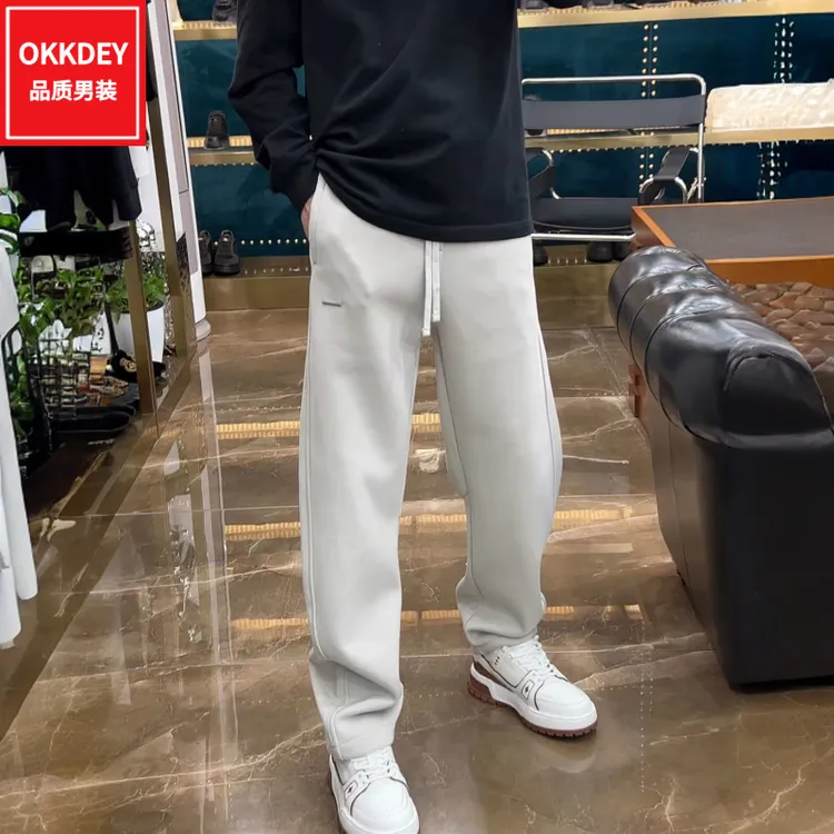 okkdey秋冬新款男装加绒加厚休闲裤重磅运动卫裤潮流百搭直筒裤男
