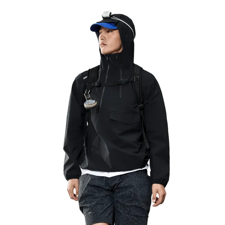 李宁CF溯风衣男士2024秋季半拉链套头衫外套连帽防泼水运动服-B品