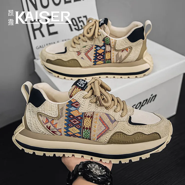 凯撒正版男鞋秋季男鞋透气百搭阿甘鞋厚底耐磨老爹鞋时尚休闲鞋子