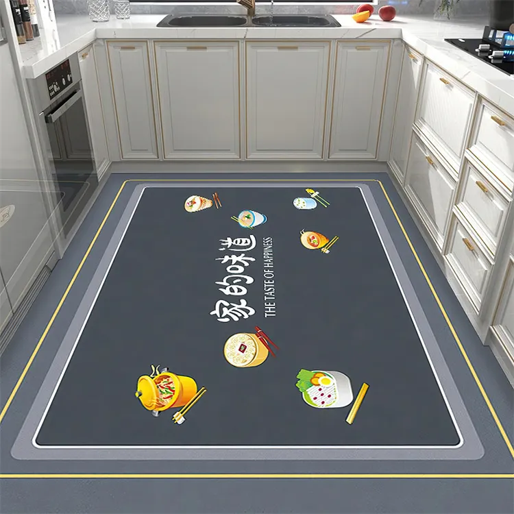 厨房吸油吸水地垫家用满铺大面积浴室防滑地毯厨房耐脏硅胶泥地垫