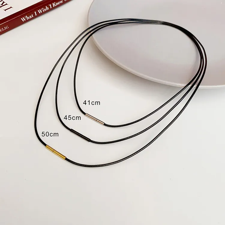 钛钢皮质项链 蜡皮绳吊坠挂绳挂件项链配绳男女款编织时尚锁骨链