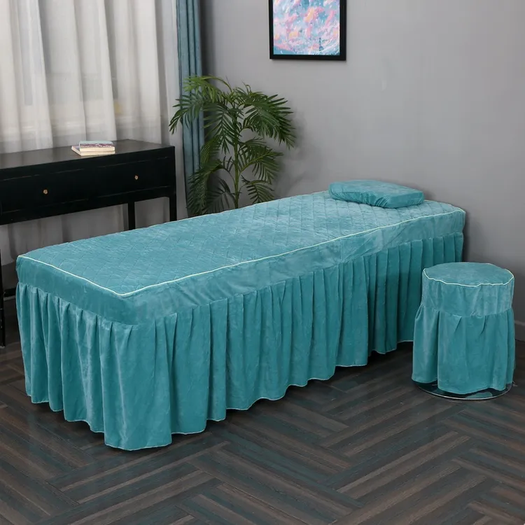 简约水晶绒美容单床罩枕套按摩理疗美体洗头美睫美甲采耳床罩加绒