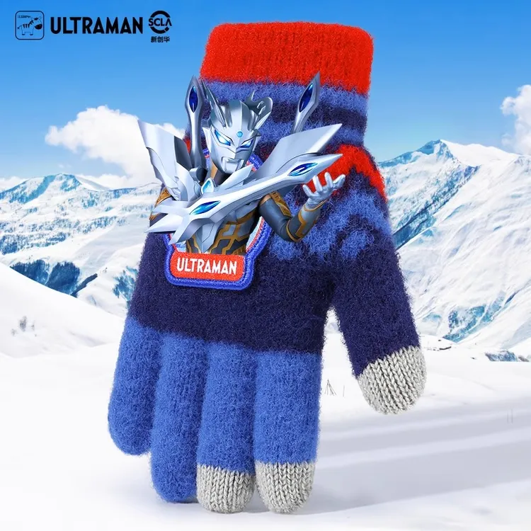 奥特曼儿童手套男童男孩五指加绒加厚针织保暖防寒6-12岁上学专用