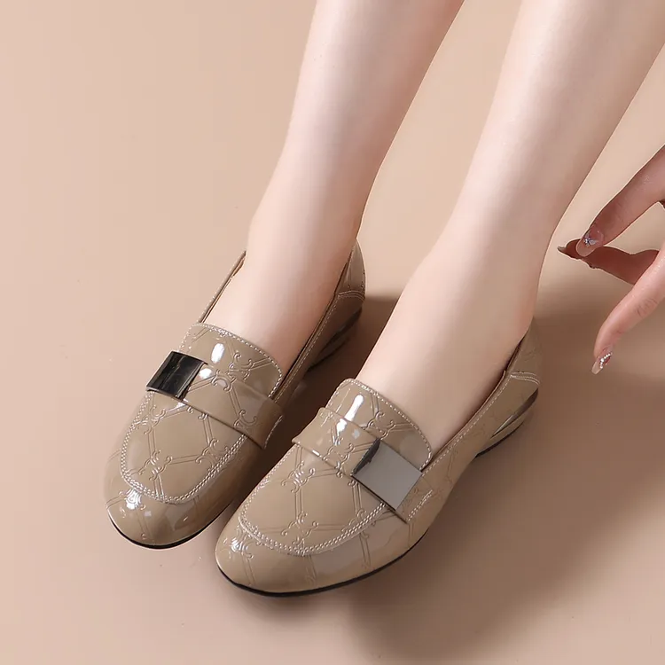 皮鞋百搭粗跟休闲单鞋软底女鞋软面低跟春秋