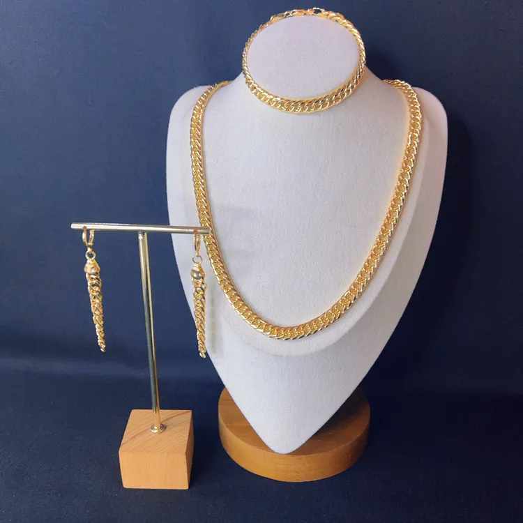 铜合金项链 哈尼西牧铜合金时尚素款三件套#0006921