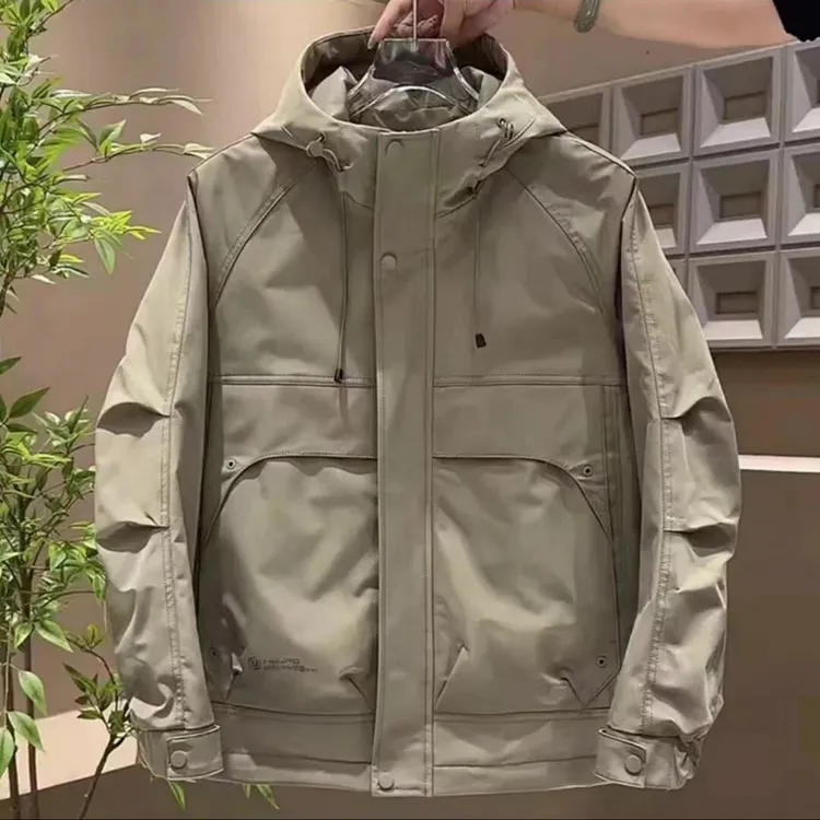 男士连帽夹克外套男春秋季新款百搭工装潮流运动防风冲锋衣男6837