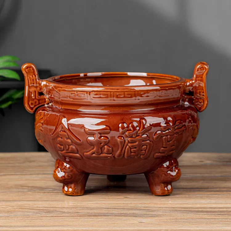 家用陶瓷香炉室外香薰碗香插室内插香门店潮汕香炉三足香炉