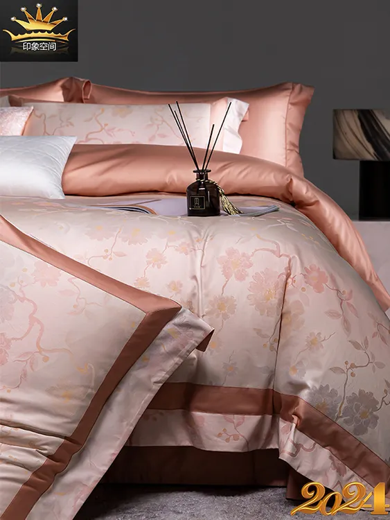 轻奢高档160s阿凡提长绒棉色织提花四件套美式自然风纯棉床笠床品