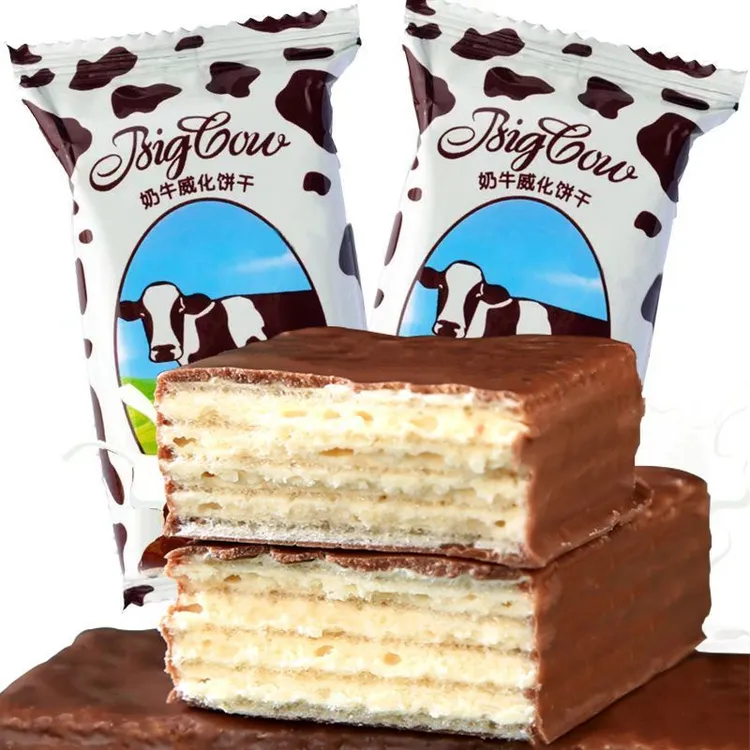 【发25包】俄罗斯风味大奶牛威化饼干巧克力威化休闲解馋小零食