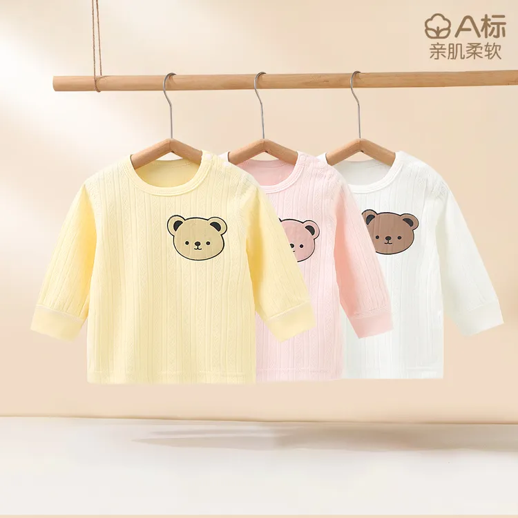 婴儿秋衣纯棉春秋宝宝内衣新生儿衣服打底开扣单件上衣薄款秋衣