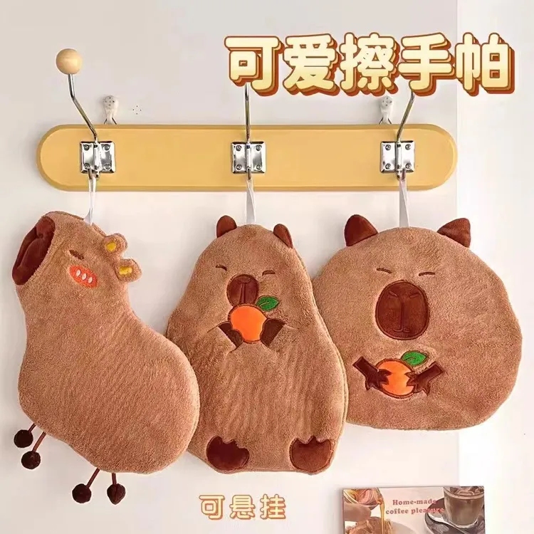 可爱怪兽擦手巾挂式超强加厚吸水家用毛巾卫生间厨房搽抹手布卡通