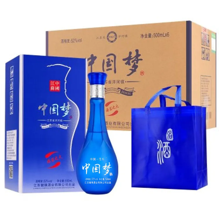 梦缘河中国梦纯粮酿造52度500ML*6瓶优级优质白酒送礼品袋52度500