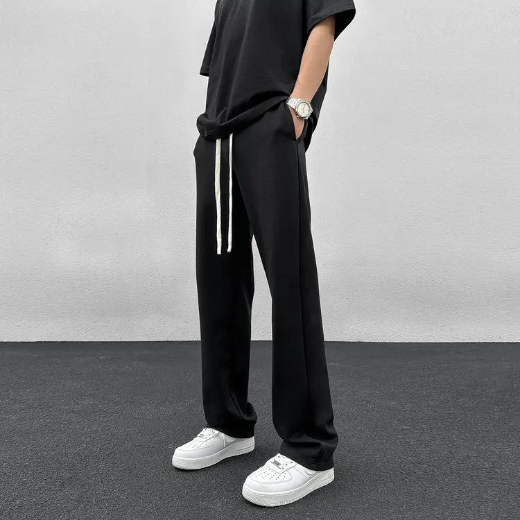 秋冬垂感卫裤男女款百搭大码直筒长裤透气运动宽松简约纯色休闲裤