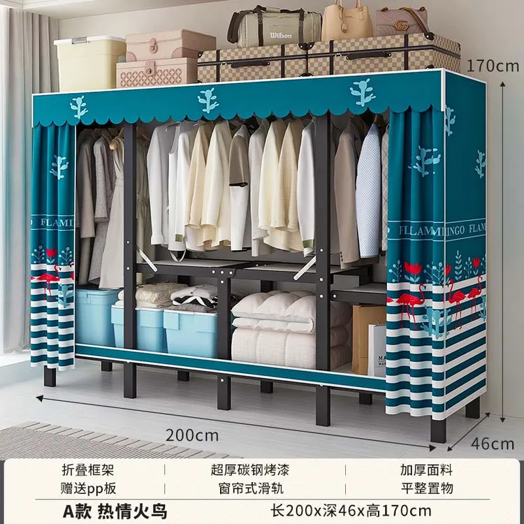 衣柜出租房专用免安装折叠承重家用牢固结实稳固加粗钢管加固全钢