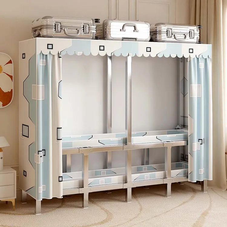 免安装折叠加厚加粗加固卧室家用布衣柜出租房承重全钢衣物收纳柜