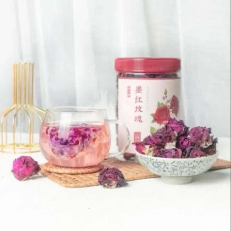 云南烘干墨红玫瑰瓶装50克重瓣红玫瑰