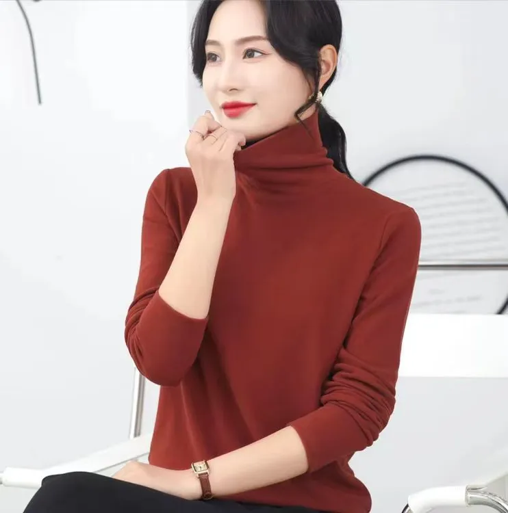 （工厂直发）高品质 双面澳绒高领秋冬保暖百搭堆堆领加绒打底衫