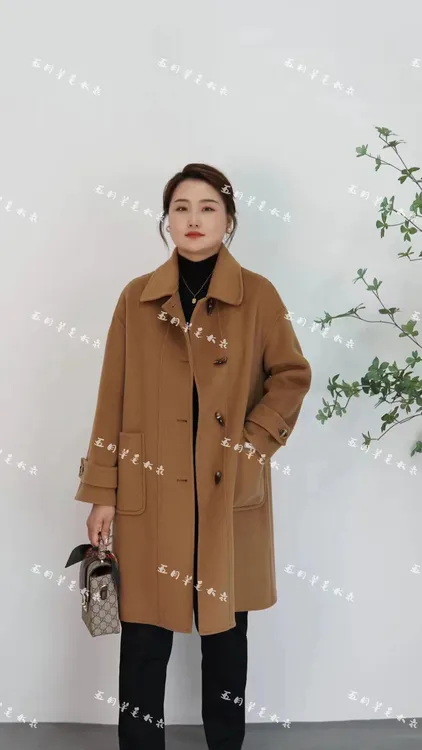 【牛角扣专享】显瘦减龄秋冬韩版休闲百搭中长款羊毛大衣